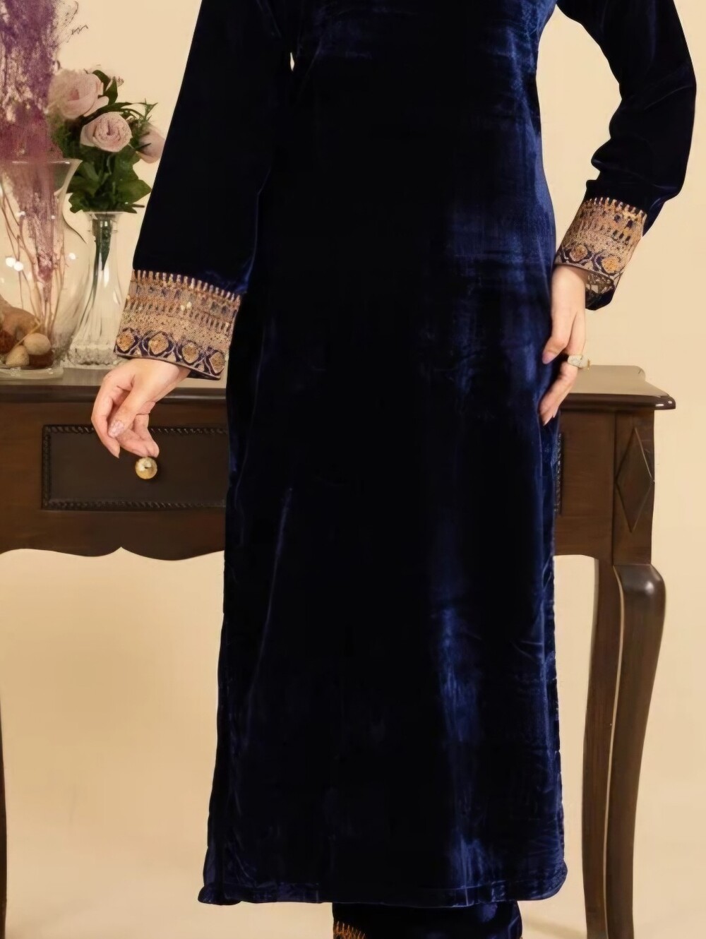 Velvet Pakistani/indian Shirt with Pants.